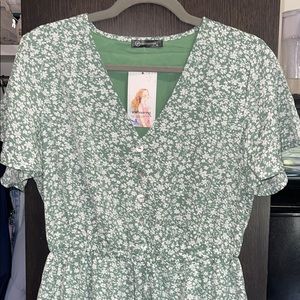 Floral green maxi dress